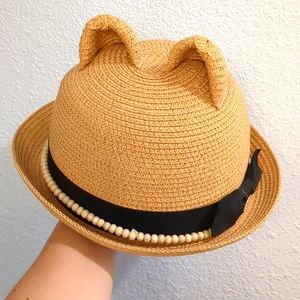 Wicker Hat with Cat Ears